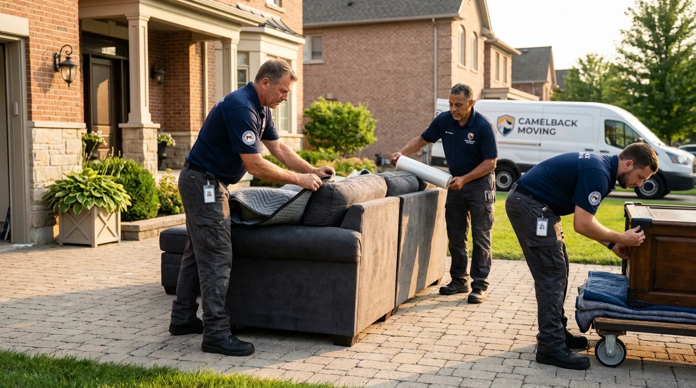 Large estate moving crew wrapping furniture in Windsor, IL